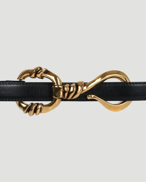 Hook Embellished Leather Belt — снимка 2