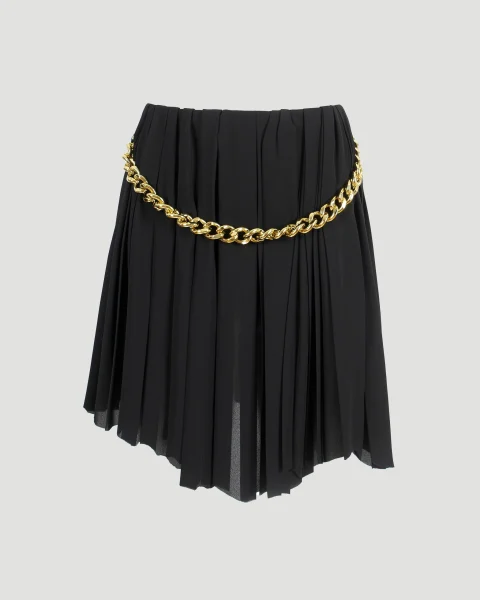Black Pleated Skirt with Chain
