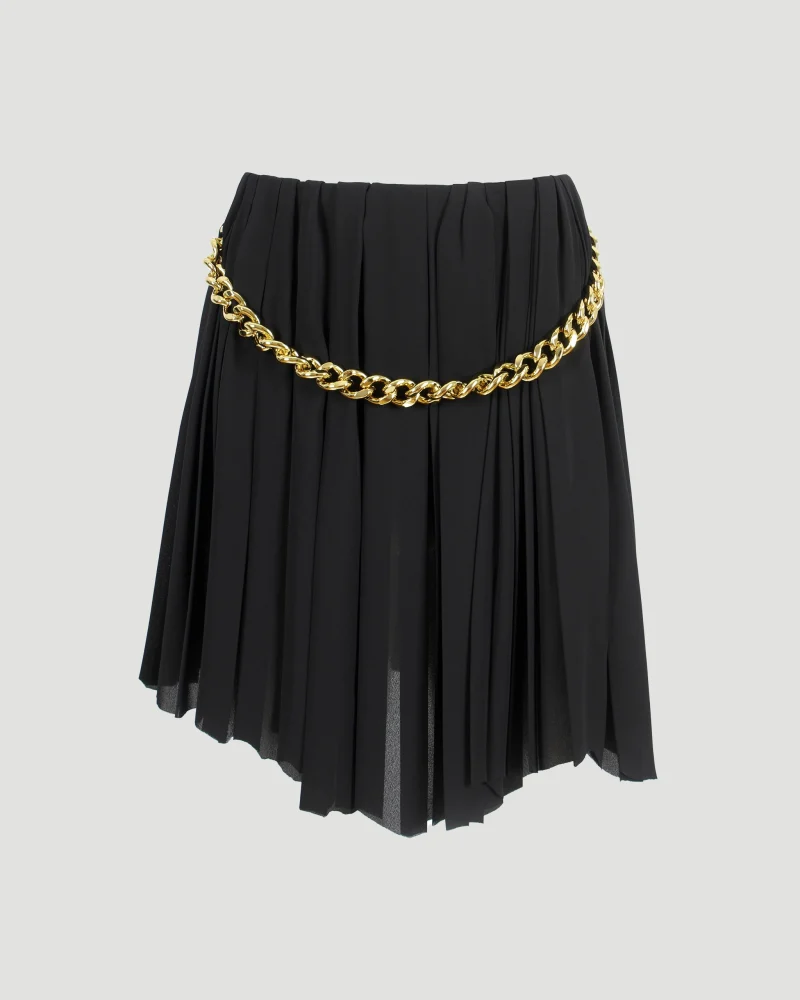 Black Pleated Skirt with Chain