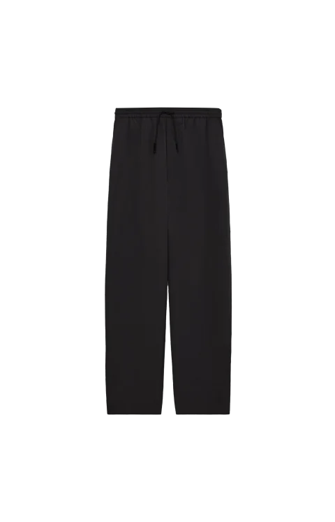 Black Drawstring Trousers in Wool