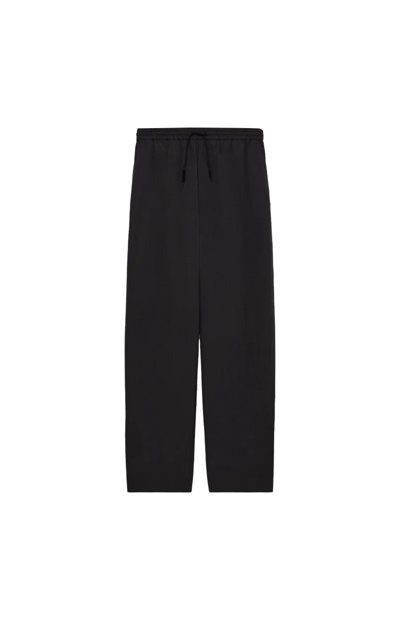 Black Drawstring Trousers in Wool