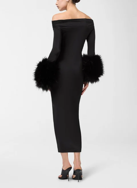 Рокля с 'faux fur' детайли 'Tyla' The Andamane — снимка 3