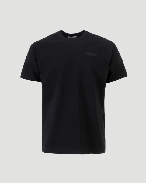 T-Shirt in Black Cotton with Givenchy Paris Gros Grain