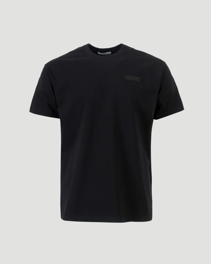 T-Shirt in Black Cotton with Givenchy Paris Gros Grain