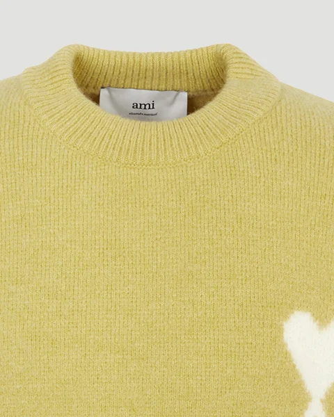 Alpaca Ami de Coeur Crewneck Sweater in Lime — снимка 2