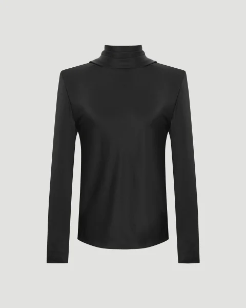 Cowl-Back Blouse in Silk Satin