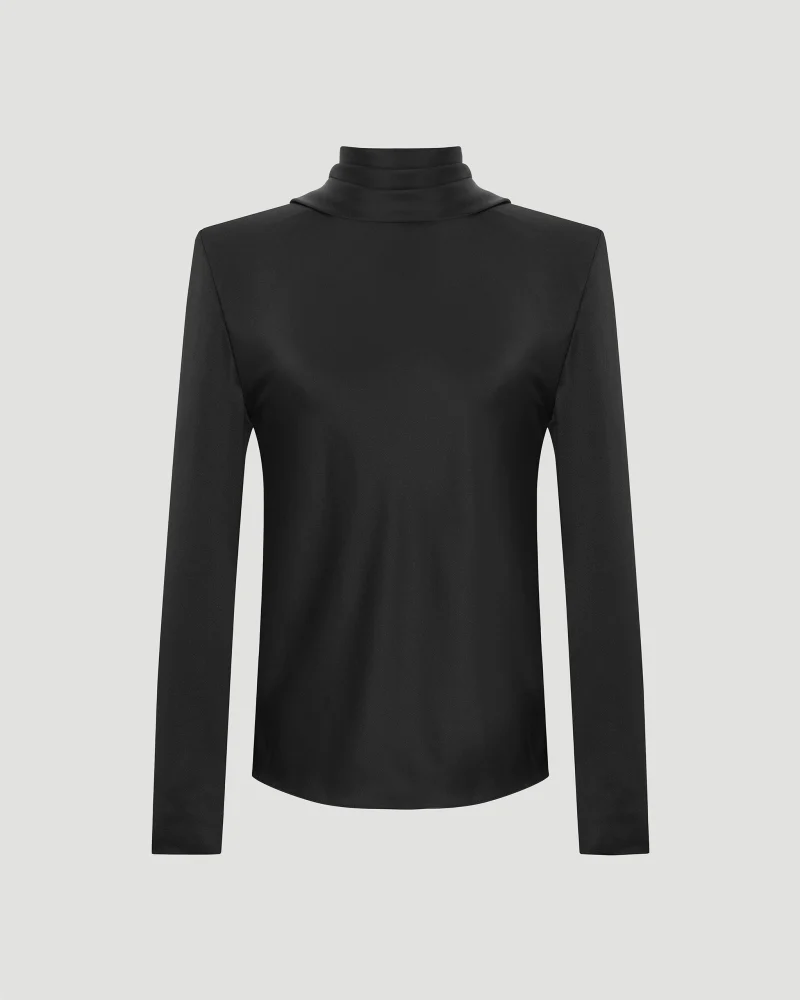 Cowl-Back Blouse in Silk Satin