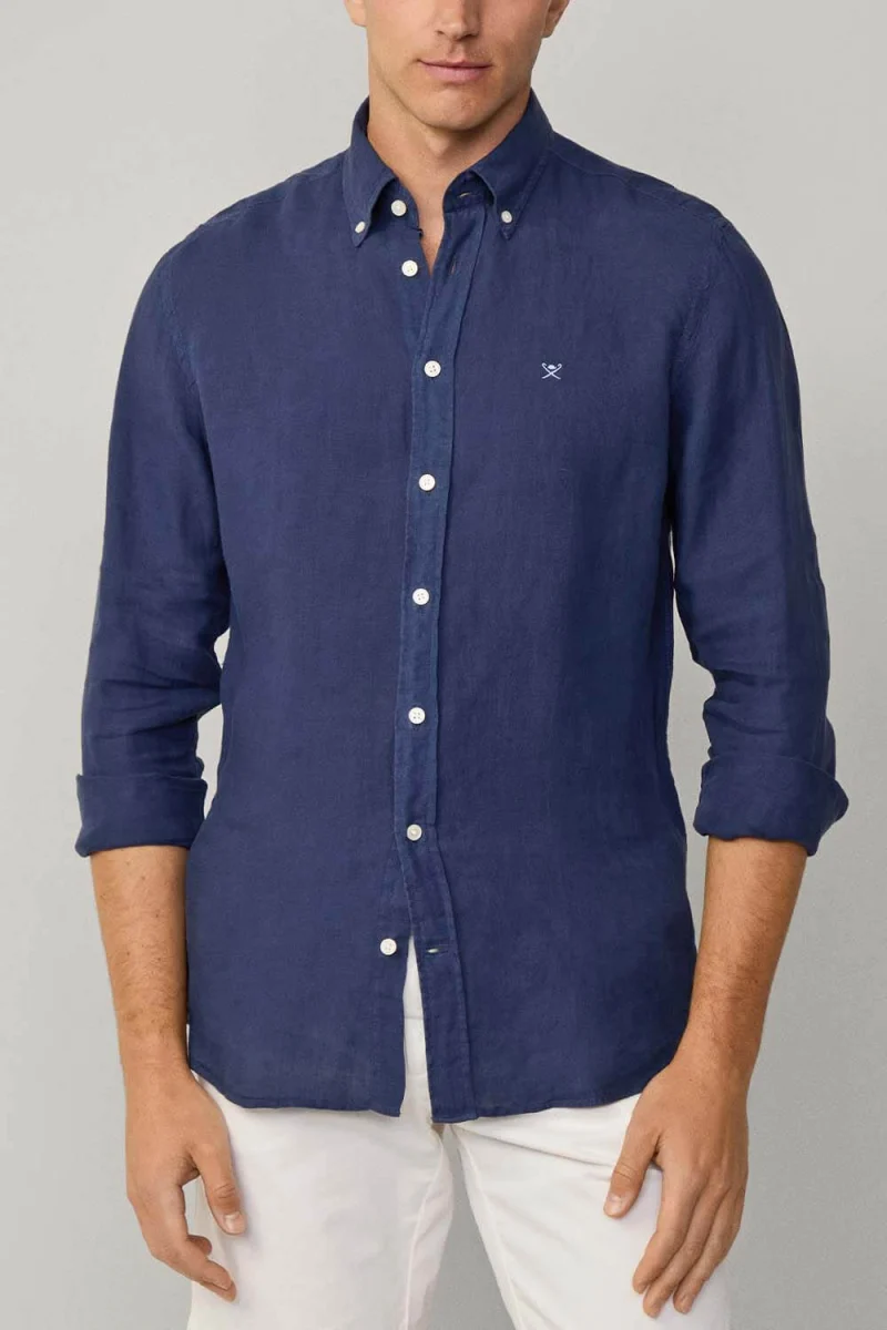 Риза Drop 2 Ess Gmd Linen Brpt HM3010264 591 ink blue — снимка 2