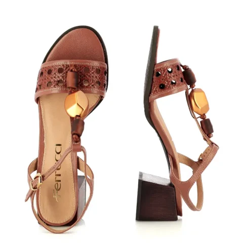 Дамски Сандали На Ток FERRUCCI – 2528307 SLIM CACAU — снимка 3