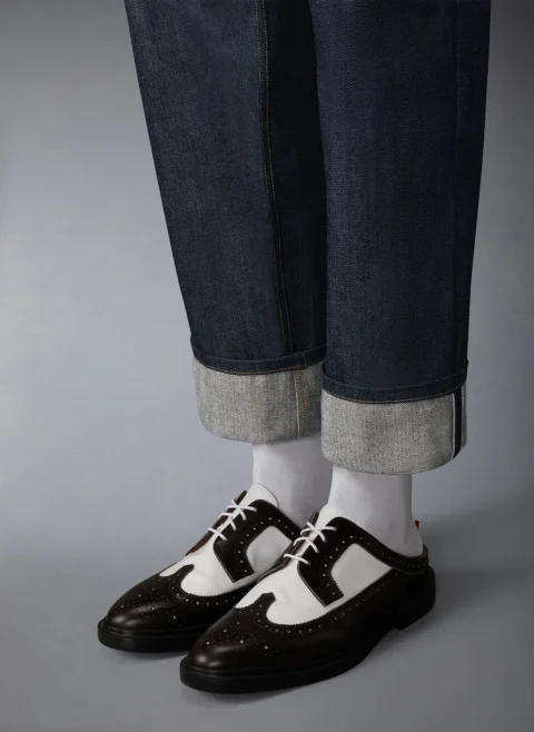 Деним с контрастни шевове Thom Browne — снимка 4