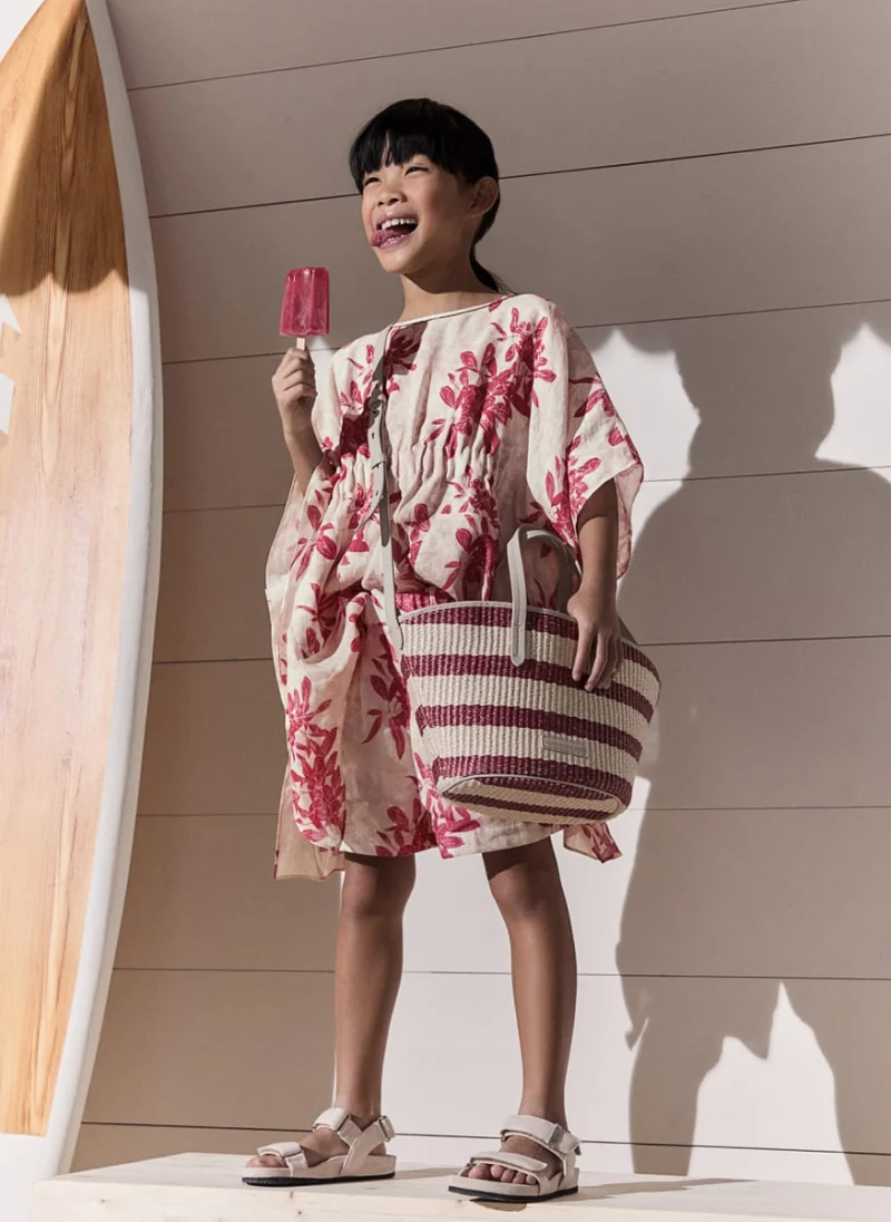 Къси панталони от лен с флорален принт Brunello Cucinelli Kids 12 — снимка 2