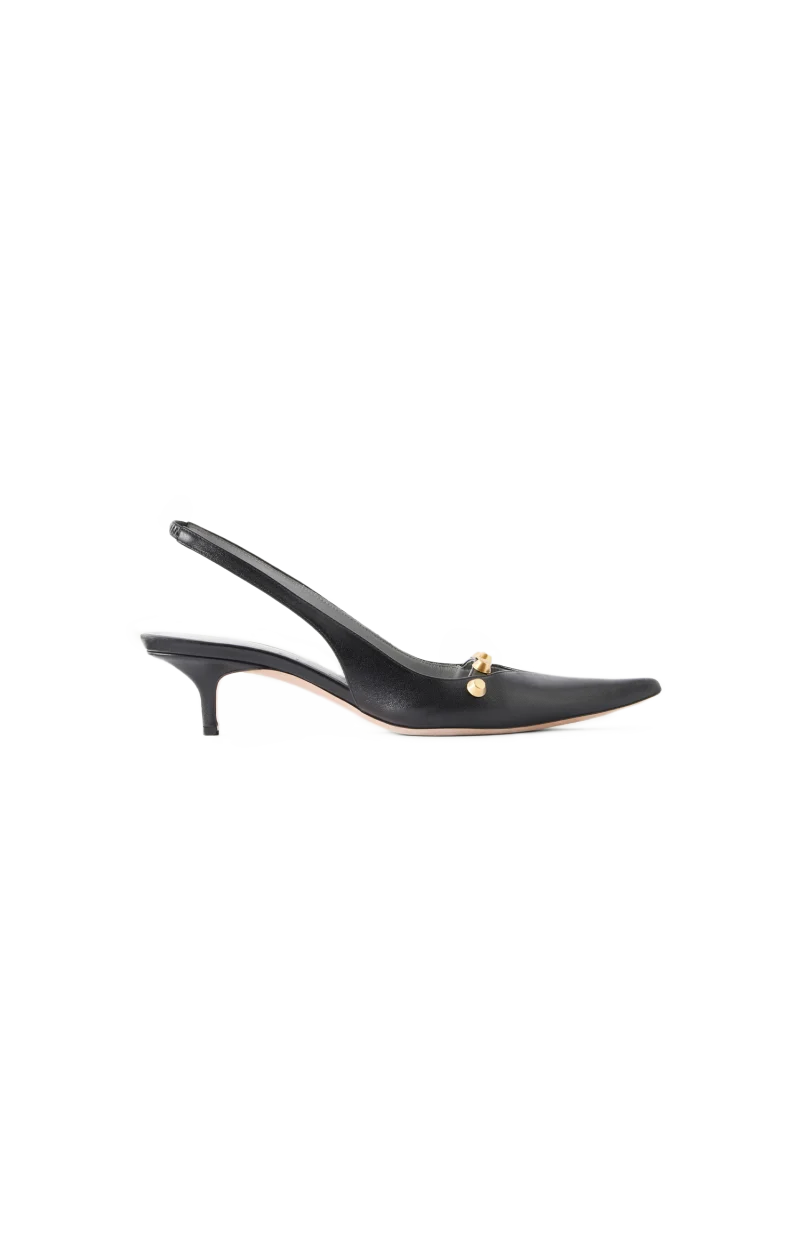 Midnight City Leather Slingback Pumps in Black