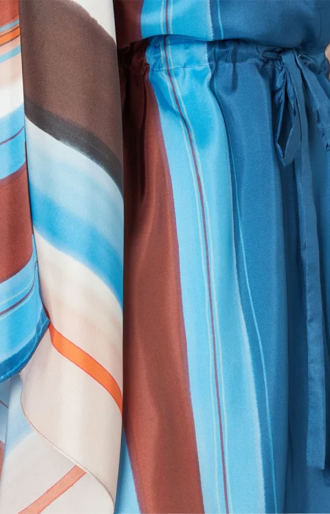 Multicolor Striped Silk Dress — снимка 3