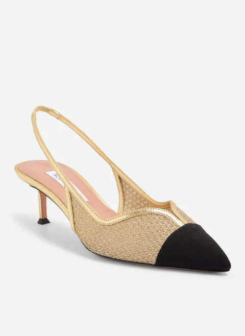 Обувки на ток с метален ефект 'Gia' Aquazzura — снимка 2