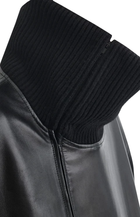 Rib Neck Jacket in Black — снимка 3