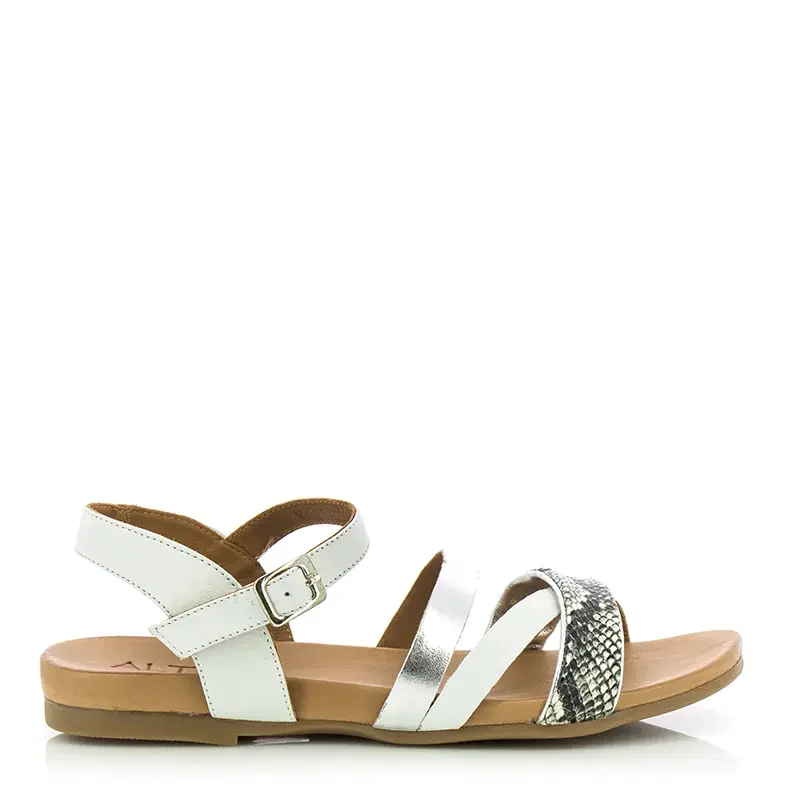 Дамски Равни Сандали ALTEA – 030-13-1-0049 OFF WHITE-MTLC SILVER