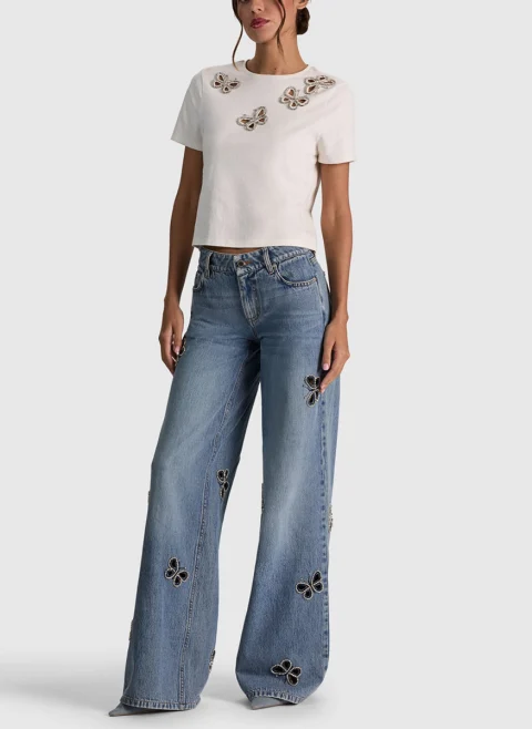 Деним с декоративни кристали 'Amazing' Alice + Olivia — снимка 2