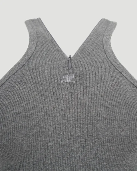 Criss Cross 90s Zip Mini Dress in Grey — снимка 2