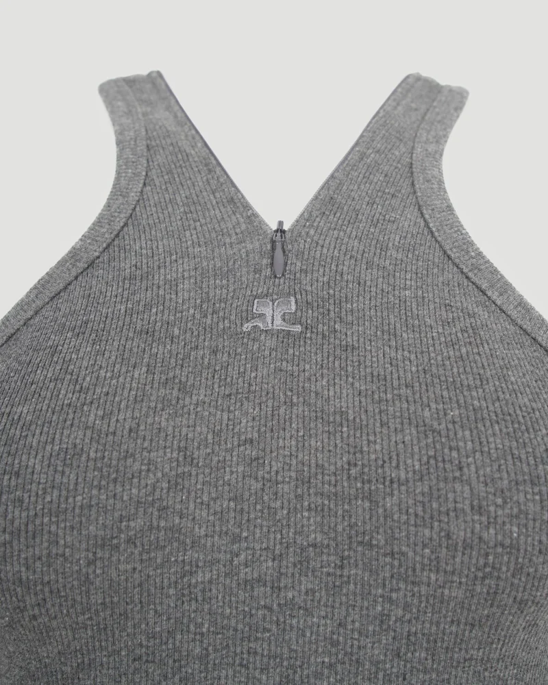 Criss Cross 90s Zip Mini Dress in Grey — снимка 2