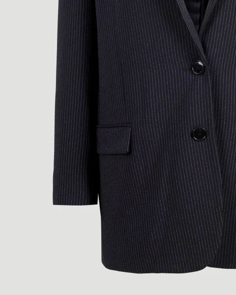 Pinstriped Suit Jacket in Midnight Blue — снимка 3