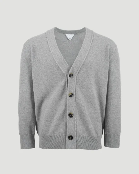Cashmere Cardigan in Light Grey Melange