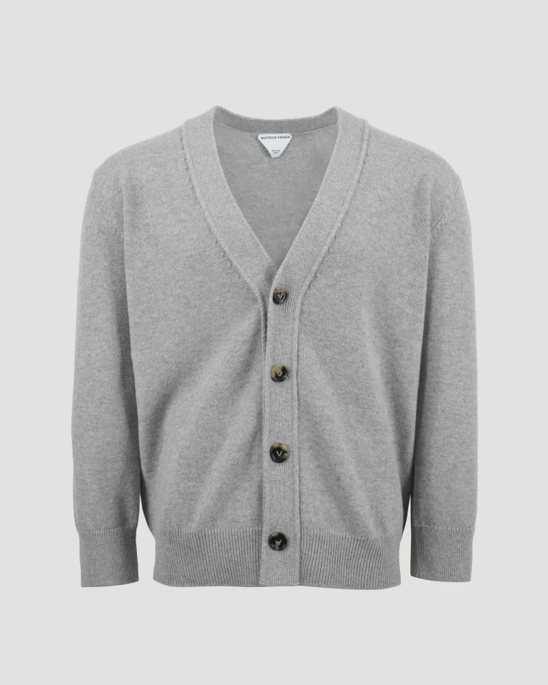 Cashmere Cardigan in Light Grey Melange