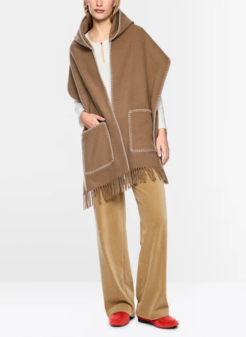 'Cape' от вълна с контрастни шевове Marc Cain Collections — снимка 2