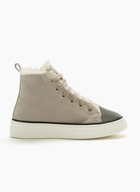 Велурени кецове с монили Brunello Cucinelli Kids