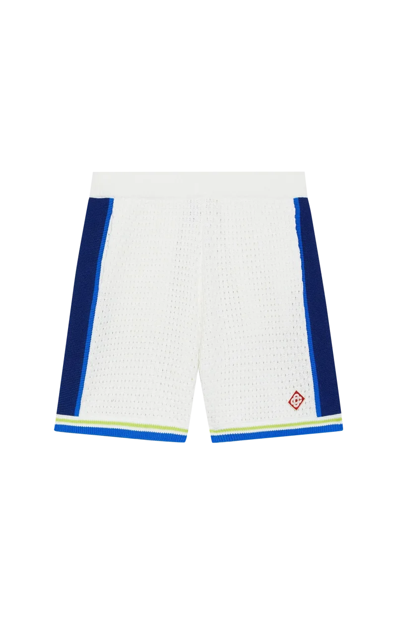 White & Blue Crochet Shorts