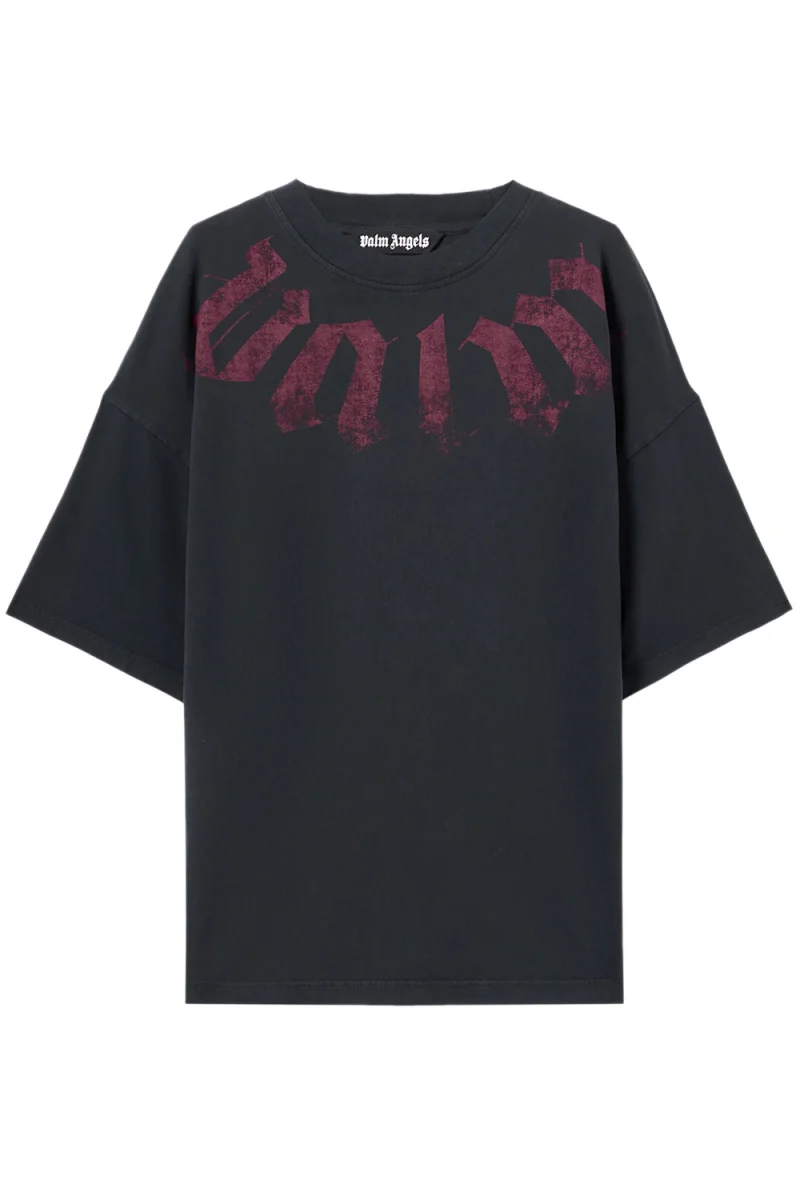 T-Shirt Big Neck Logo Loose PMAA10DS26JER002 1028-black burgundy