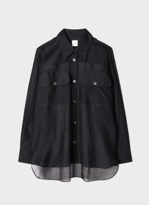 Риза от копринена органза Paul Smith — снимка 5