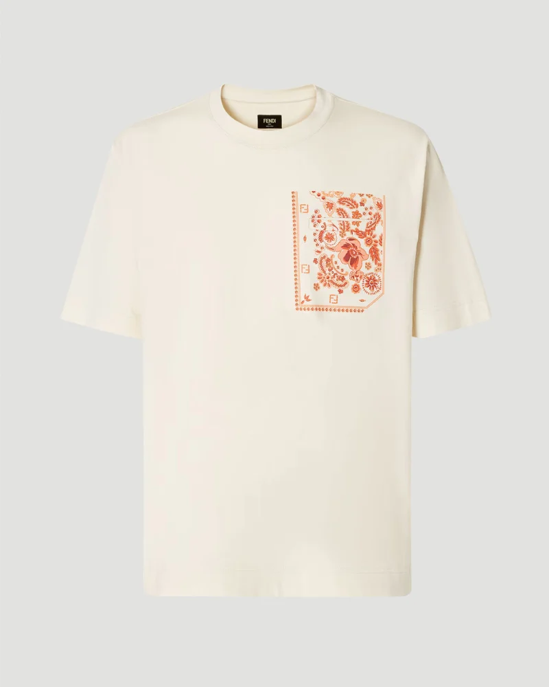 T-Shirt with Bandana Print in White