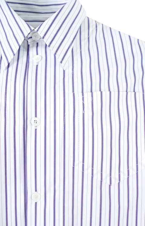 White Striped Cotton Ami de Coeur Wide Shirt — снимка 2