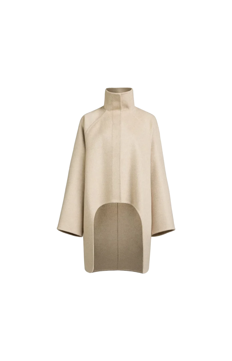 Asymmetric Double Face Cashmere Coat