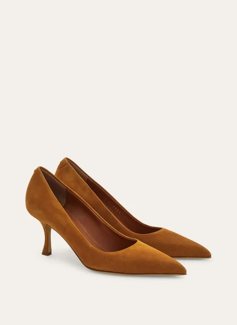 Велурени обувки на ток Ferragamo — снимка 2