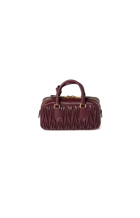 Arcadie Matelassé Nappa Leather Bag in Burgundy — снимка 3