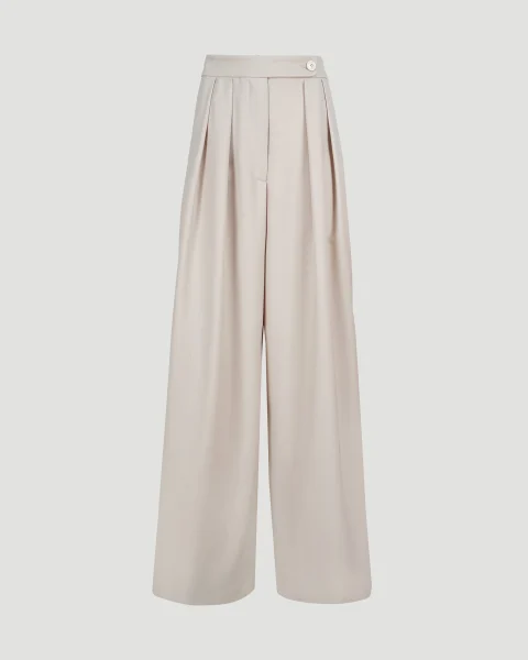 Wide Pleated Pants in Ecru