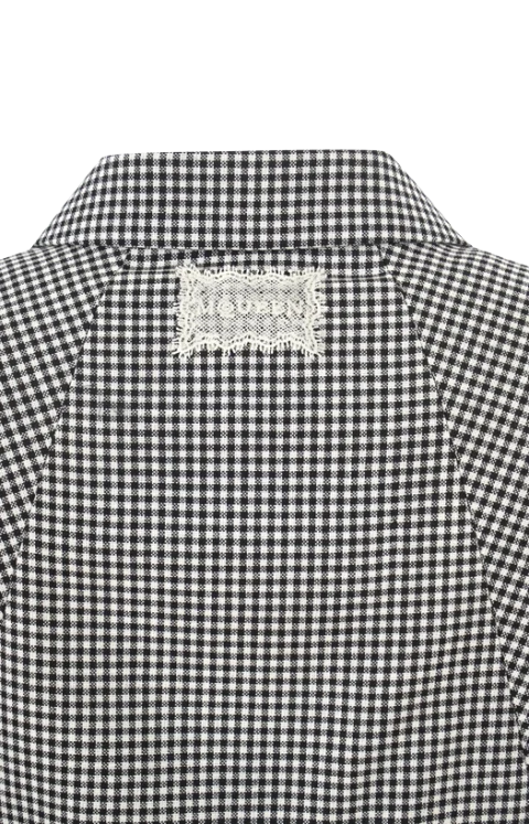 Gingham Check Cutaway Jacket in Black/Ivory — снимка 4
