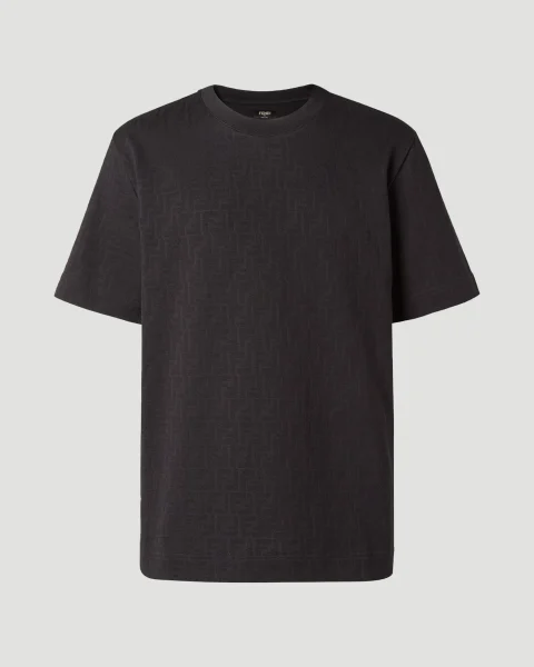 Black Piqué FF Jacquard T-Shirt