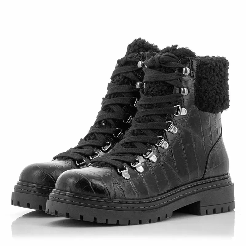 Дамски Кубинки CARLO FABIANI – 108521 BLACK KROKO — снимка 3