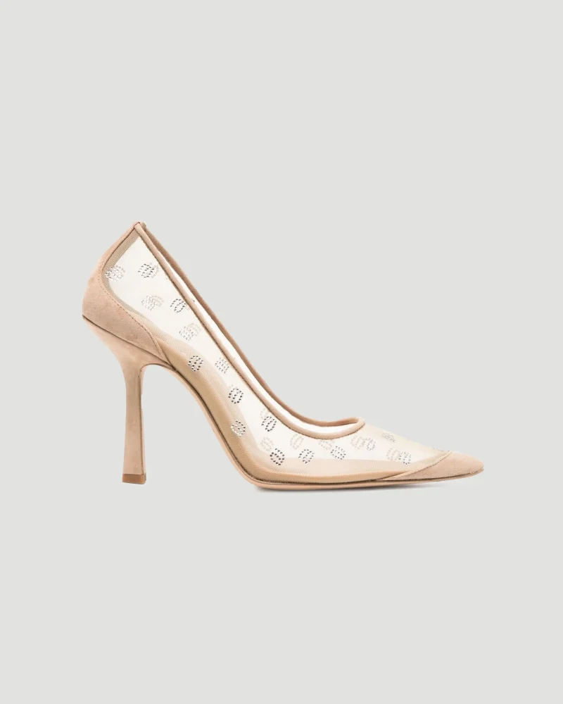 Delphine Crystal-Embellished Mesh Pumps