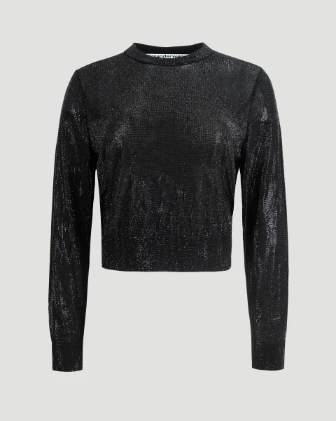 Crystal Hotfix Pullover in Black