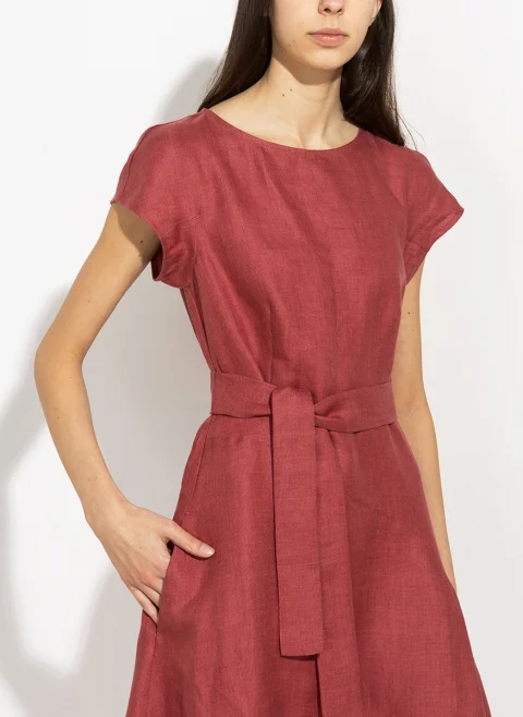 Миди рокля от 100% лен Weekend Max Mara Wkdesordio — снимка 12