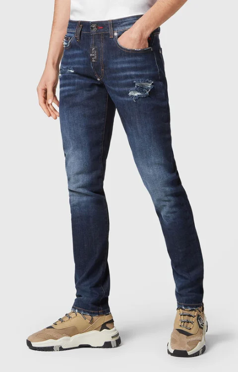 Тъмносини прави дънки