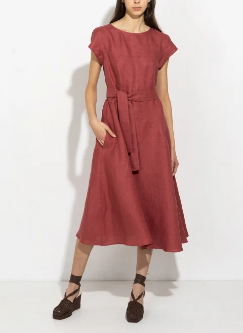 Миди рокля от 100% лен Weekend Max Mara Wkdesordio — снимка 8