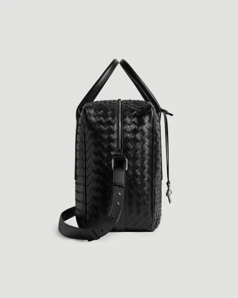 Leather Weekender Bag in Black — снимка 2