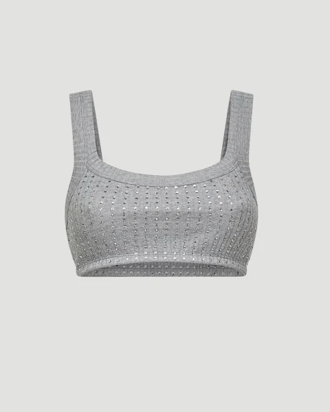 Rhinestone Top in Grey
