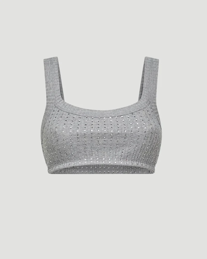 Rhinestone Top in Grey