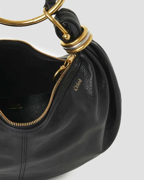 Small Bracelet Hobo Bag in Grained Leather — снимка 3
