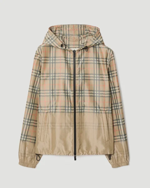 Gradient Check Hooded Jacket